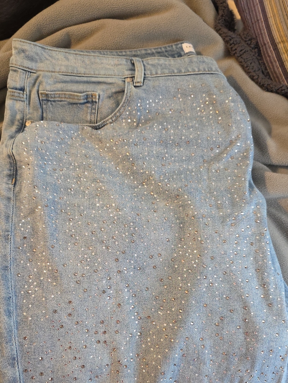 Lane Bryant Light Blue High-Rise Jeans with Rhinestone Accents